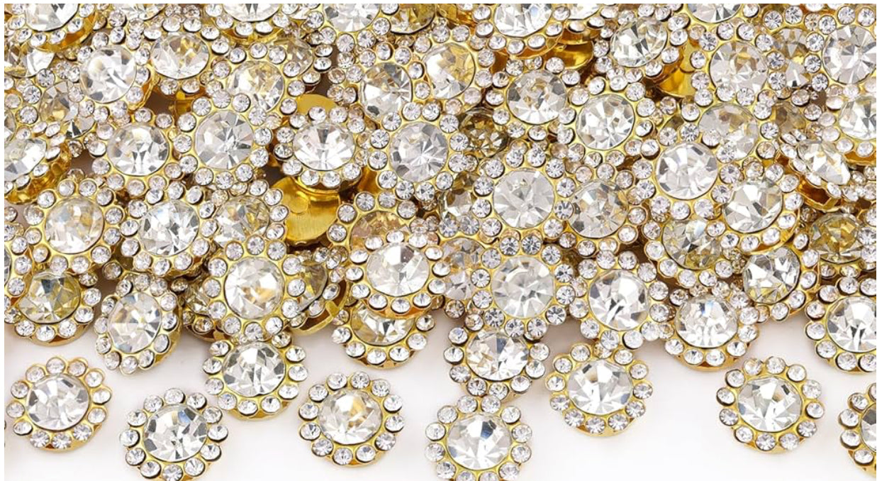 200PCS Flower Rhinestone, Flat Backs Cabochons, Flower Glass Crystal Sew On Flatback Rhinestone Beads