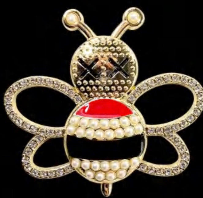 Bee brooches with pearl accents