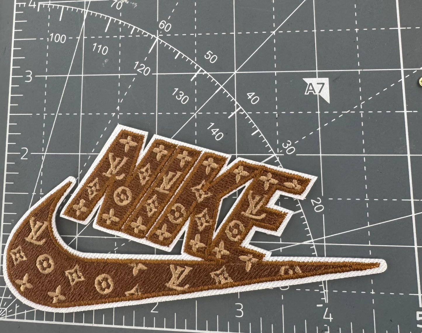 Brown LV NIKE Patch