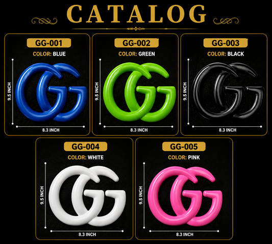 GG logo variants on display