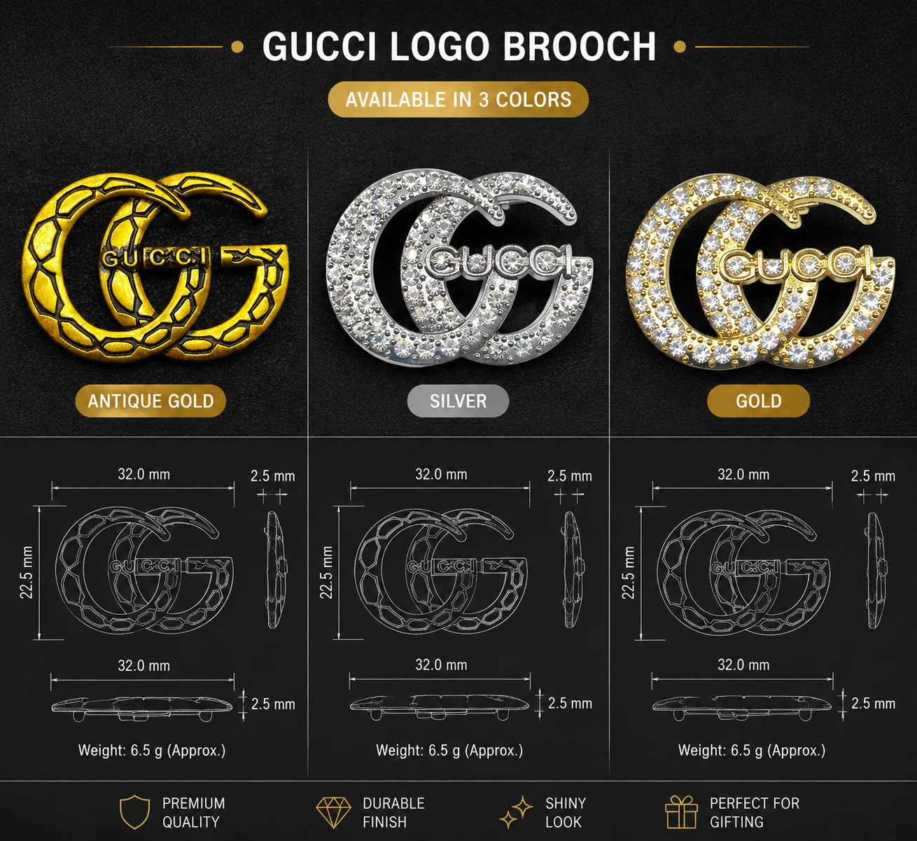 Guc.ci logo available in 3 style and colours