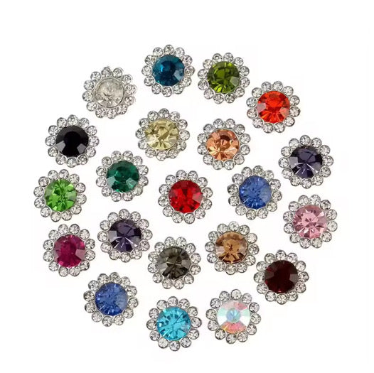 200PCS Flower Rhinestone, Flat Backs Cabochons, Flower Glass Crystal Sew On Flatback Rhinestone Beads