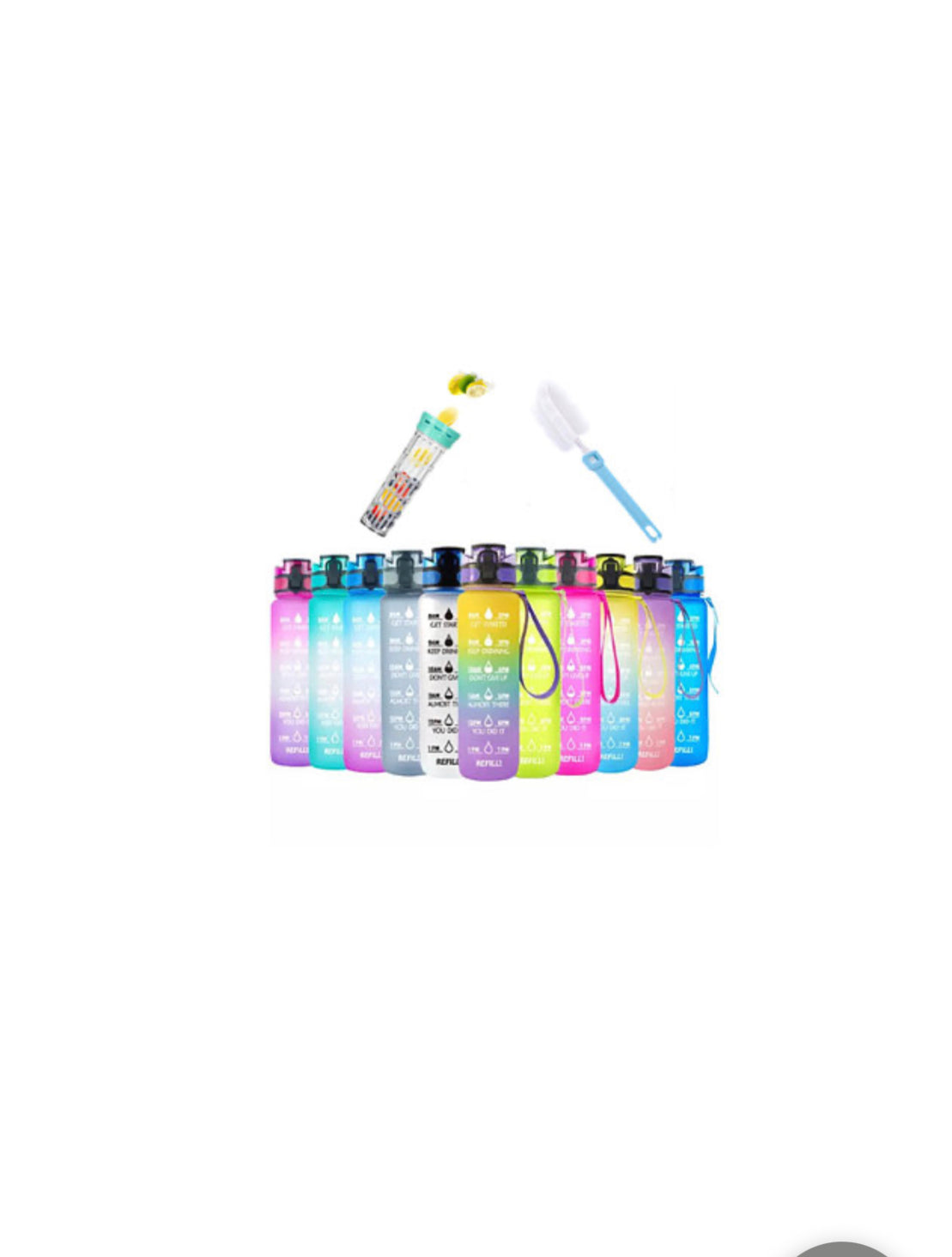 32oz Motivational Water Bottle with Strainer, Fruit Infuser & Brush - Nature's Finest Herbs